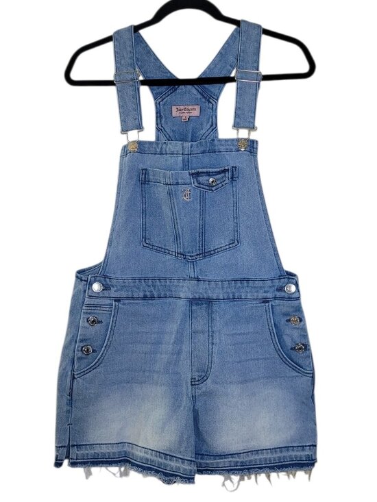 Juicy Couture Pants - Juicy Couture Y2K Denim Short Overalls Raw Hem Medium Wash Small Streetwear